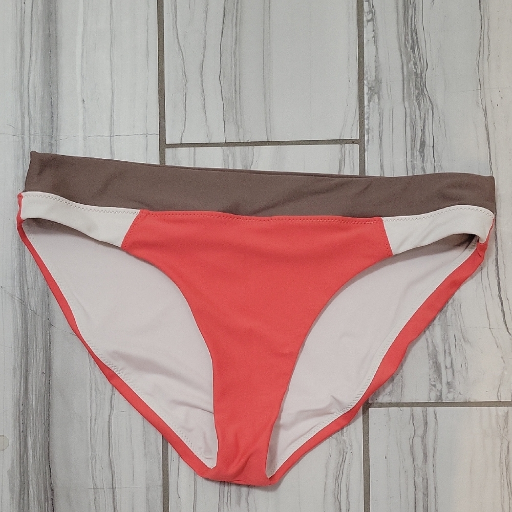 Prana Coral and Brown Bikini Bottom